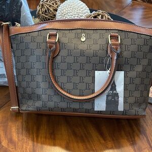 London Fog Tan and Brown Patterned Tote